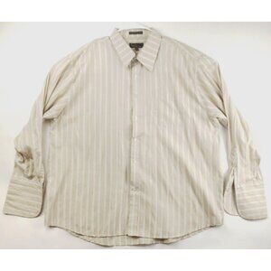 Kani Gold Shirt Mens 2XL Ivory Striped Cotton French Cuffs Button-Up